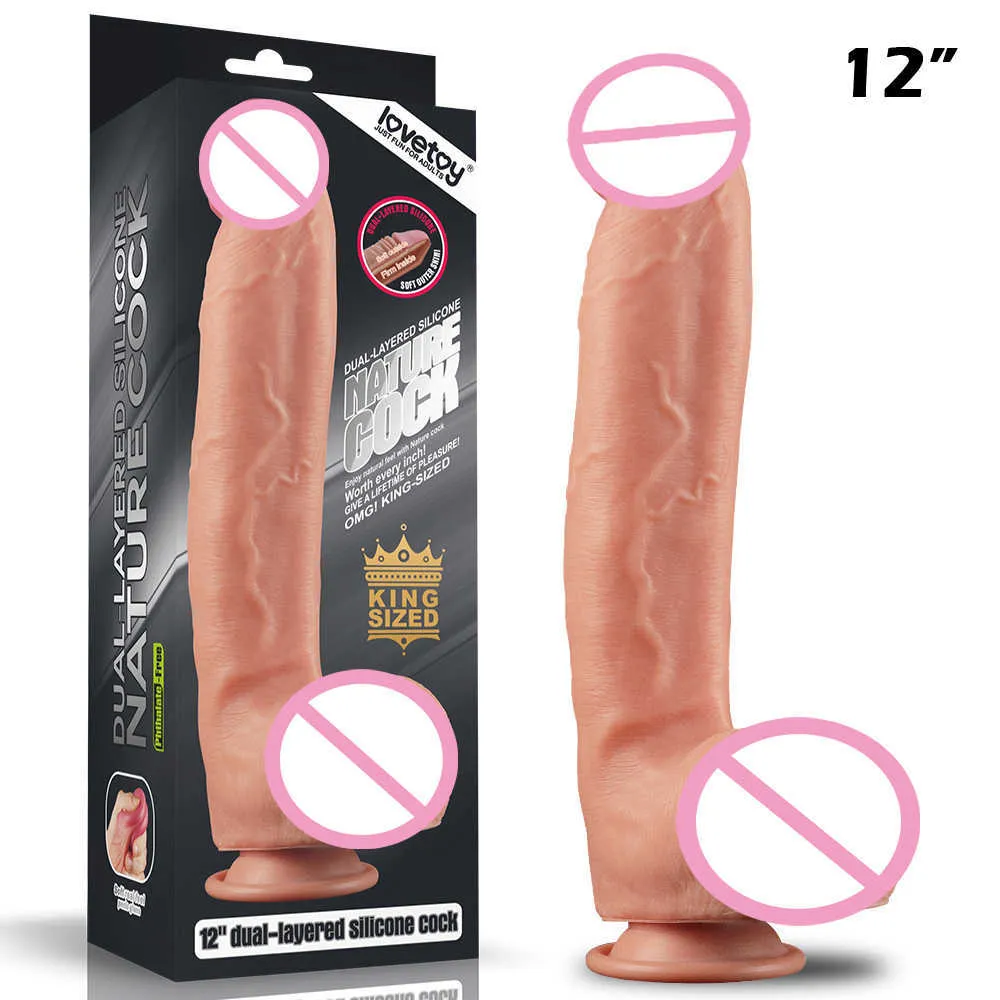 LoveToy Dual Layer Silicone Dildos 1012quot Hug Realistic Penis Kvinnlig onani Livselike Dildo med sugskopp sexplugg till3042105