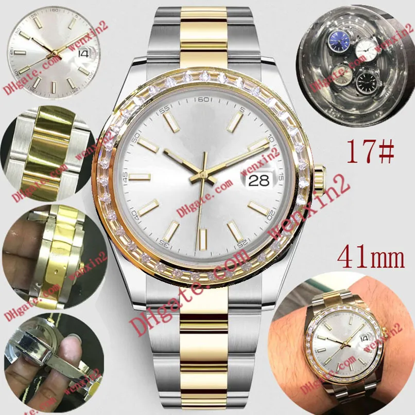 Mens Watch Numerals Wodoodporna mechanika automatyczna Diament w kształcie paska 41 mm wysokiej jakości ramki ze stali nierdzewnej Sport2067