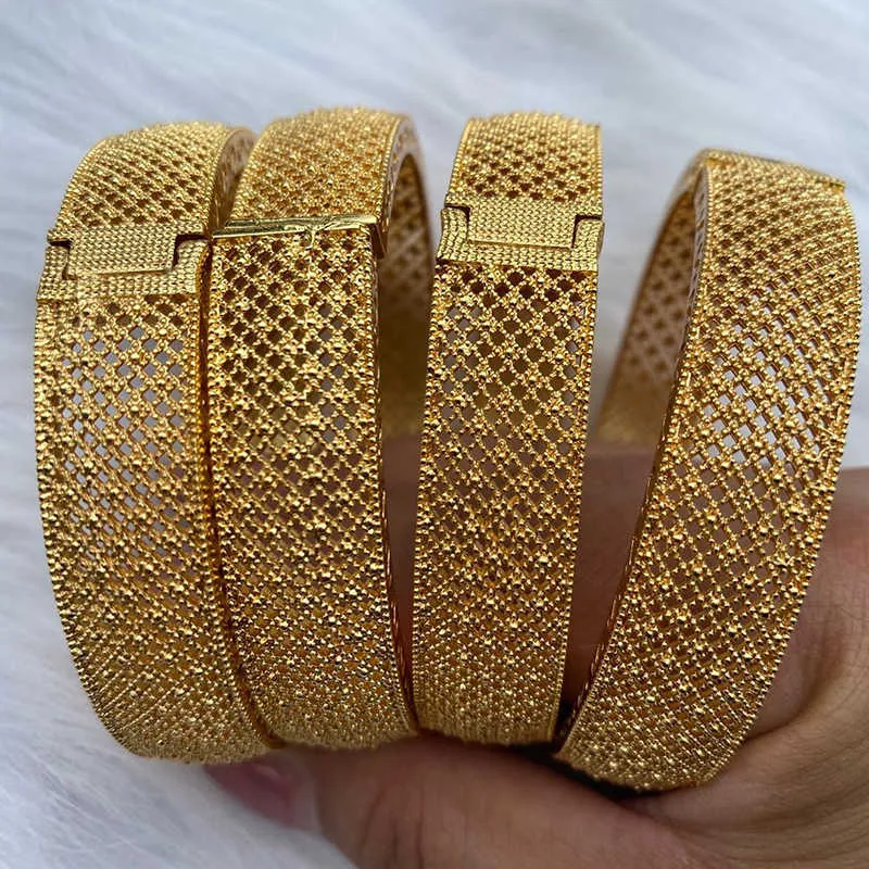 Ethiopian Bracelet Gold Bangles for Women Gold Dubai Bride Wedding Africa Bangle Arab Jewelry Gold Charm Q0722