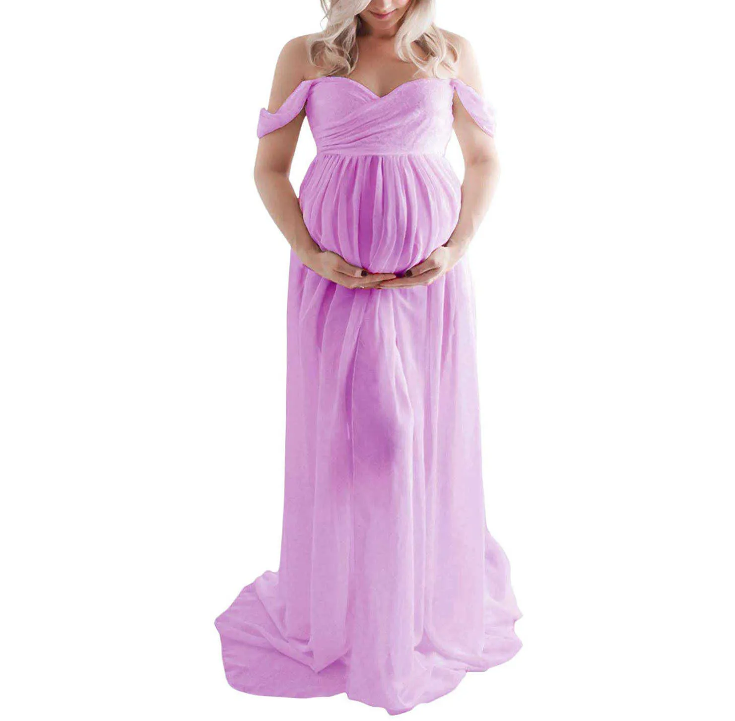 Nuovi abiti premaman 2021 il servizio fotografico Le donne incinte aprono il vestito con gonna lunga Mop prima di scattare foto Abiti in gravidanza Y0924