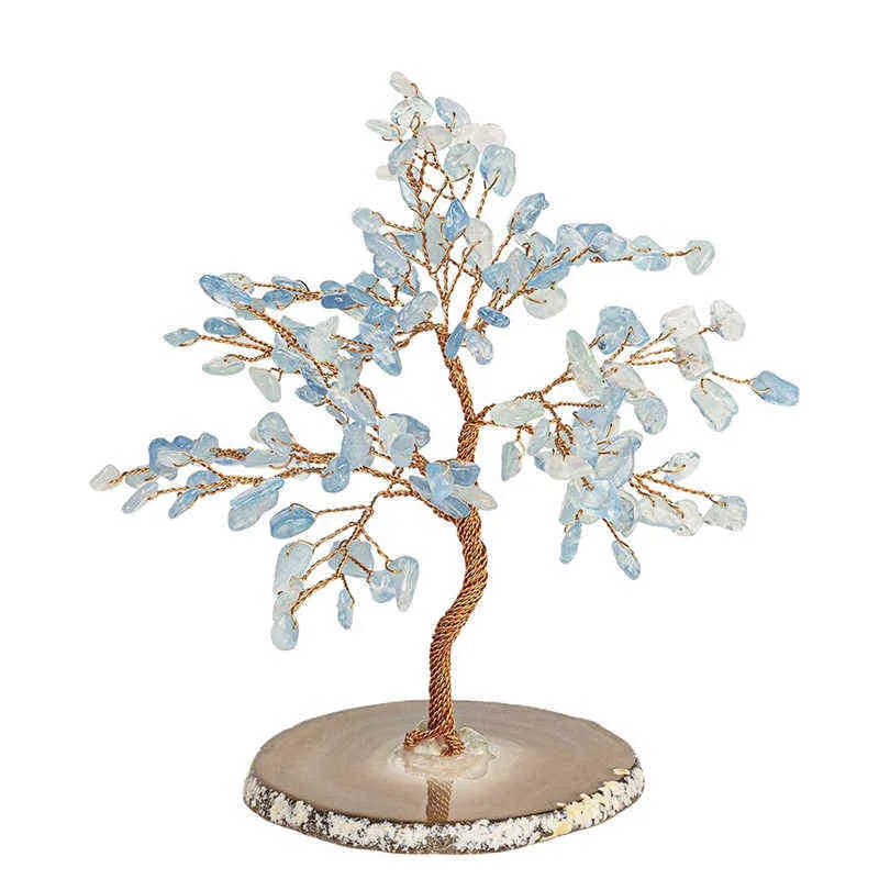 Árvore de dinheiro natural de cristal Hailanbao Lucky Feng Shui para decoração de mesa de casa