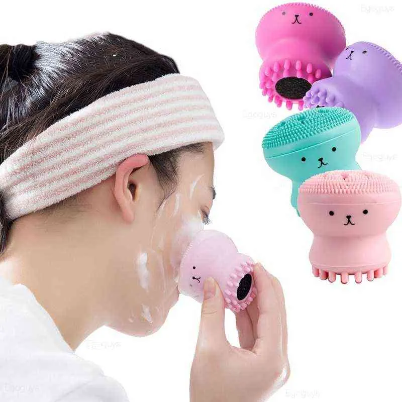 Make up Brush Face Cleansing Octopus Shape Silicone Pore Cleaner Exfoliator Blackhead Remover Soft Scrub Washing 0311