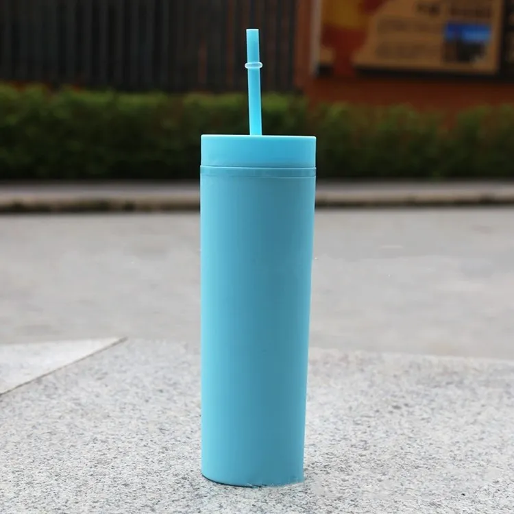 Plastikowy chudy bumblery 16oz frostingtumbler z pokrywkami słomki kubek podwójna ściana z tworzywa sztucznego przez morze 6 kolor t2i52309