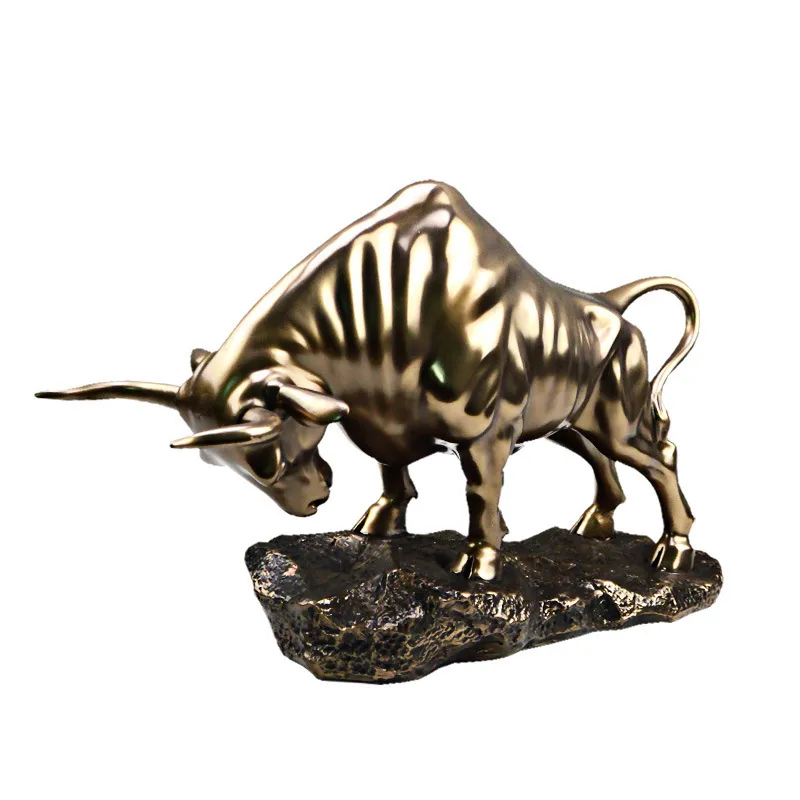 NIEUWE Golden Wall Bull Beeldje Straat Sculptu koud gegoten copperMarket Woondecoratie Cadeau voor Kantoor Decoratie Ambachtelijke Ornament256g