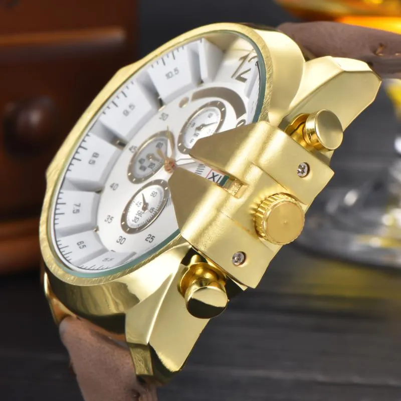 Armbanduhren 2021 Herrenuhren Top-Marke XI Lederband Mode Luxus Big Face Casual Quarz-Armbanduhr Reloj Hombre Grande Mod289m