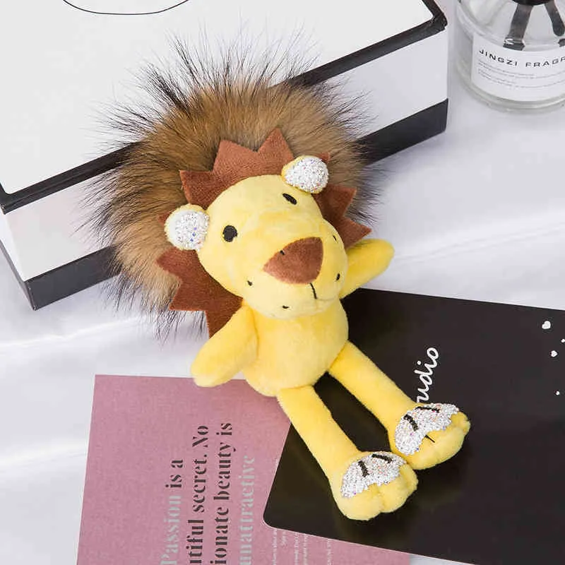 Livlig långhårig Lion Cub Charms Keychain Leksaker Keyring Kvinnor Väska Ornament Multi Purpose Trinket Key Lanyard Emo Smycken Gåvor