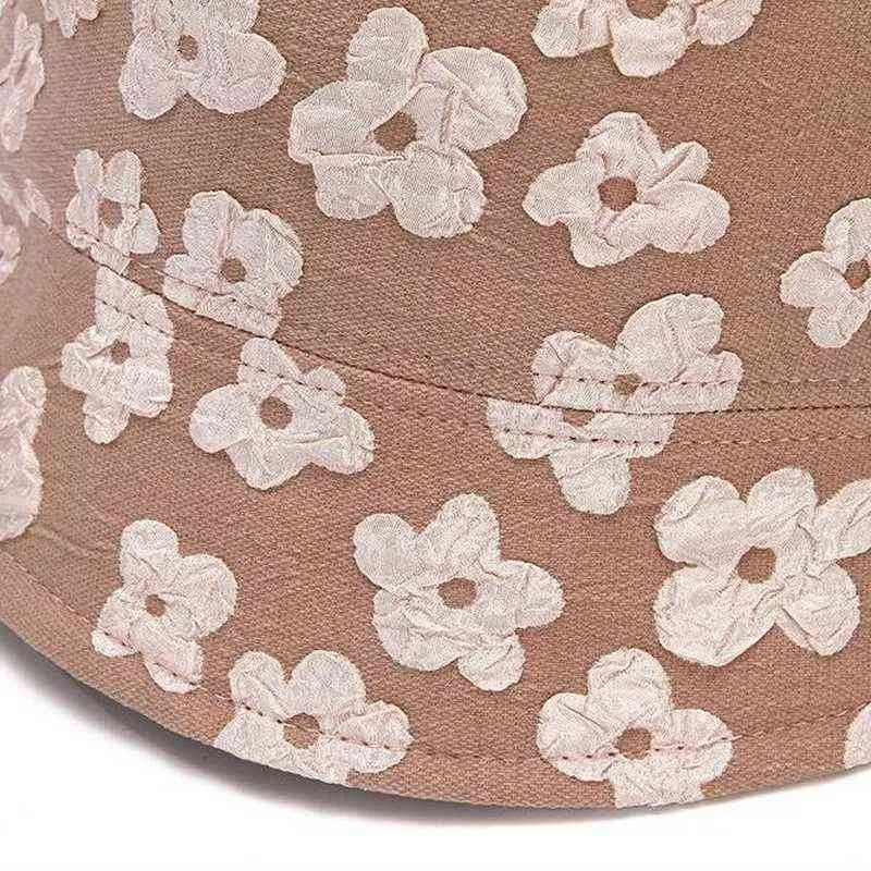 Floral Bucket Hats Women Design Elegant Summer Gentle All-match Sun Shading Japanese Style Fashion Mujer Chic Caps Ulzzang Daily G220311