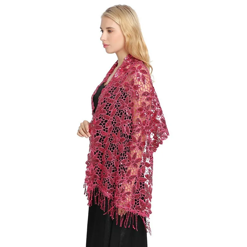 Luxe pailletten vrouwen avondjurken sjaals en wraps bruidsmeisje bruiloft sjaal damesfeest cape sjaal foulard femme