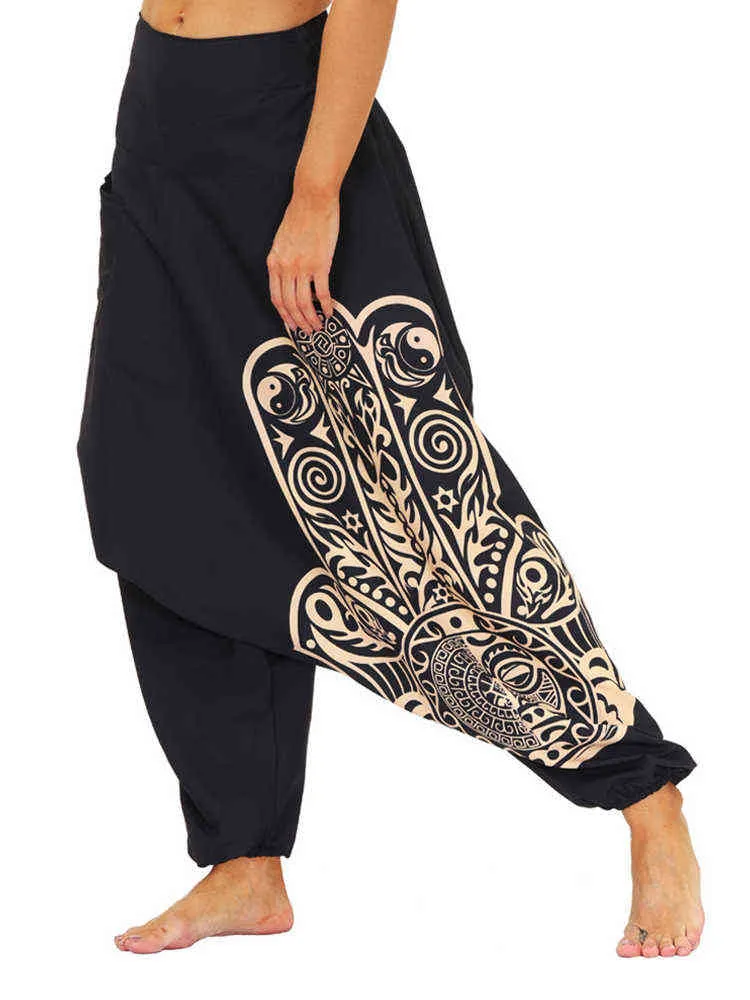 Women and Men Elastic Waist Loose Palazzo Fit Baggy Gypsy Hippie Boho Aladdin Yoga Harem Pants H1221