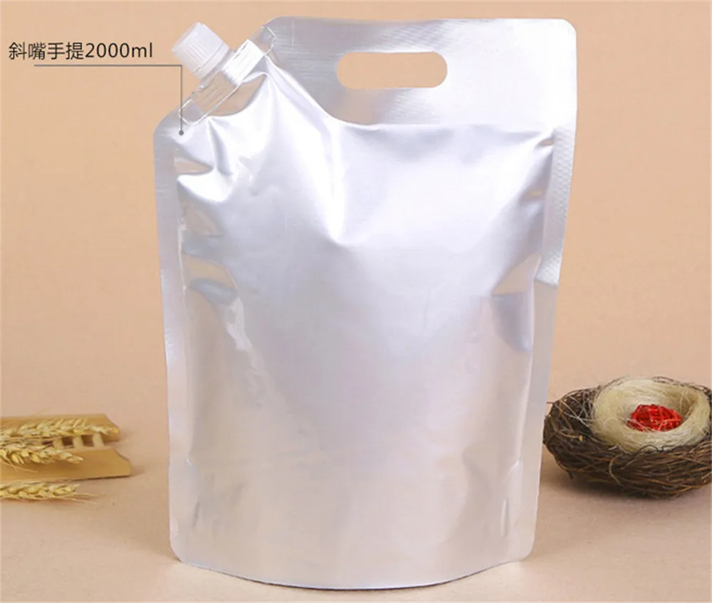 Partihandel Stå upp Tute Pouch Vätska Väska Återanvändbar Slitstarka Aluminium Folie Bag Ölsaft Dryck Förseglad Förpackning Bag Portable