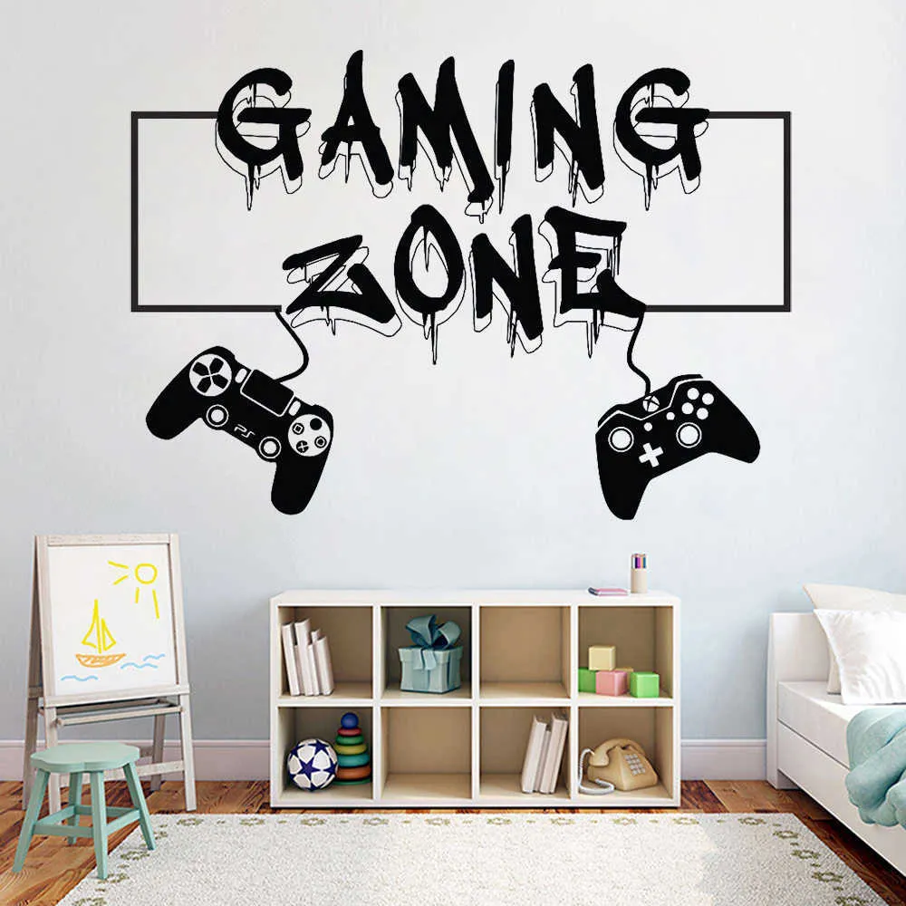 Gamer Wall Decor Controller Наклейки на стены Видеоигры Игровая зона Стикер стены Gamer Dad Life Декор для спальни Виниловая художественная наклейка C136 210615