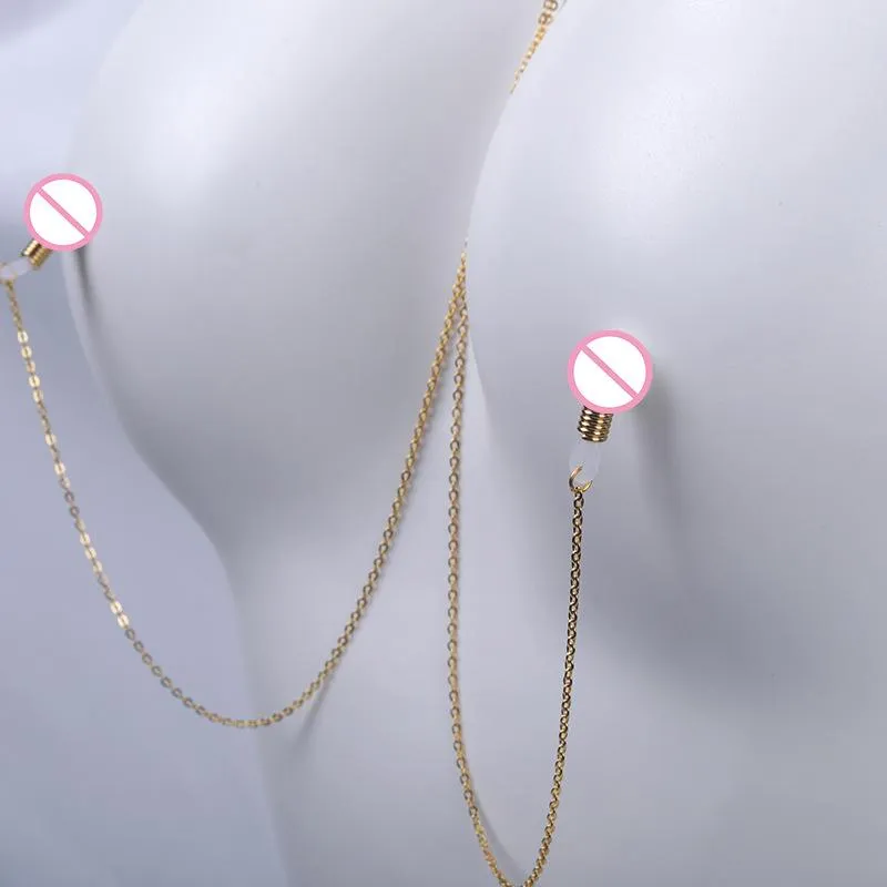 Ketten O-Ring-Halskette zum Brustwarzenkreis Diskreter Tageskragen mit Kette Sexy Körperschmuck Unterwürfiger Schmuck293x