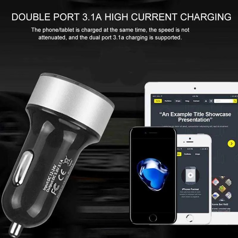 3.1A Dual USB Universal Auto Charger LED-display Fast Charging Mobile Phone Car-Charger voor iPhone 11 Samsung S10 Xiaomi
