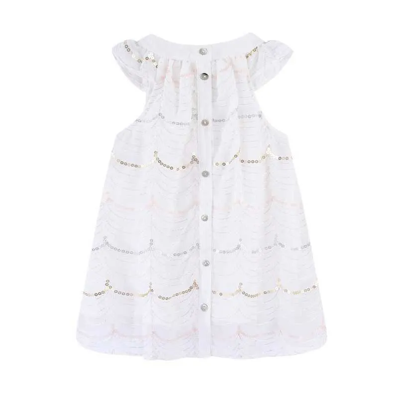 Mudkingdom étincelle paillettes filles licou robe fête dos boutonné petite fille Midi enfant en bas âge es enfants vêtements d'été 210615