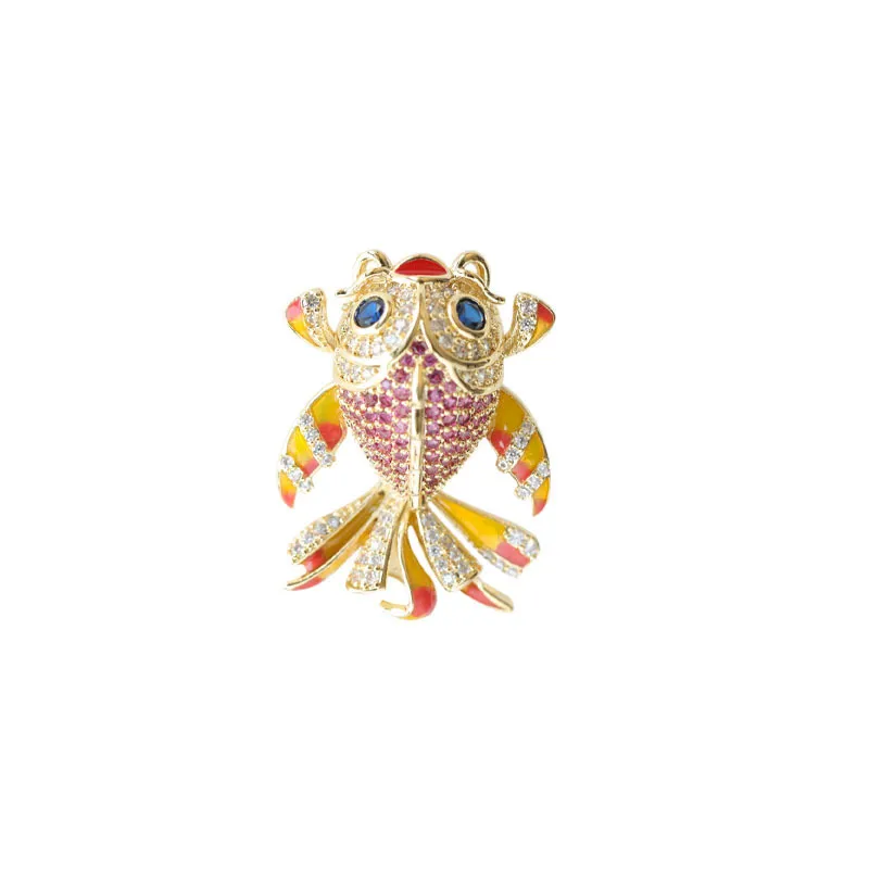 2020 Design Pequeno Peixe Broche Alta Qualidade Espumante Zircônia Cuba Pins para Mulheres Casaco Cardigan Acessórios