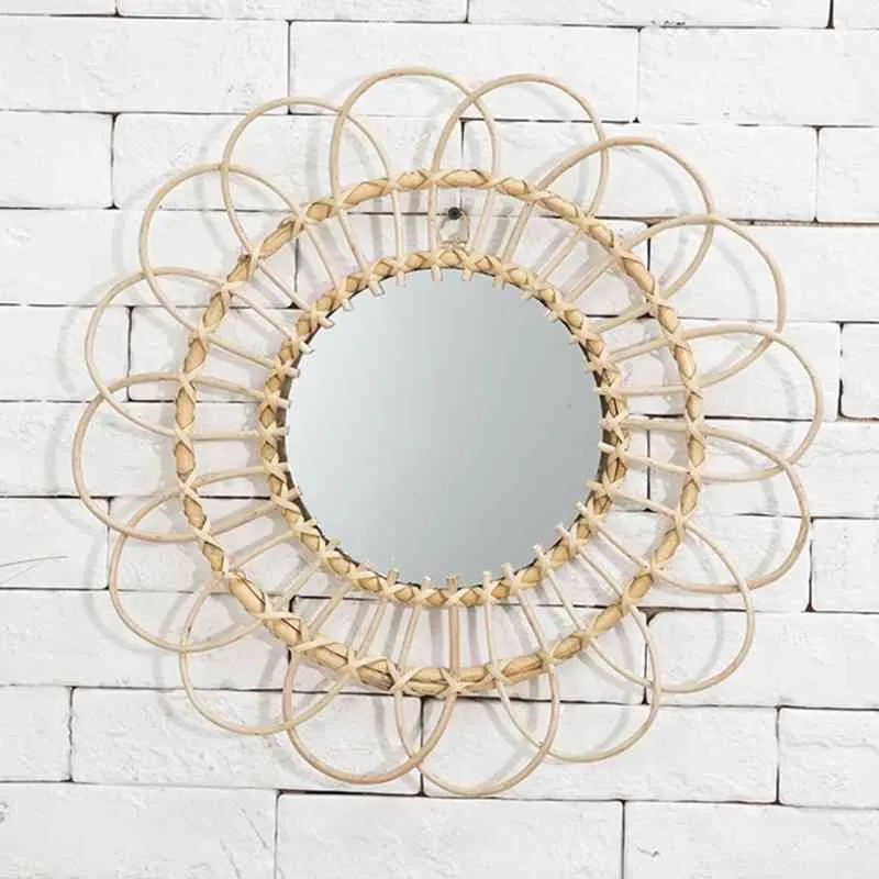 Rotin Art innovant chez l'habitant décoration miroir de maquillage Dressing salle de bain miroirs suspendus livraison directe