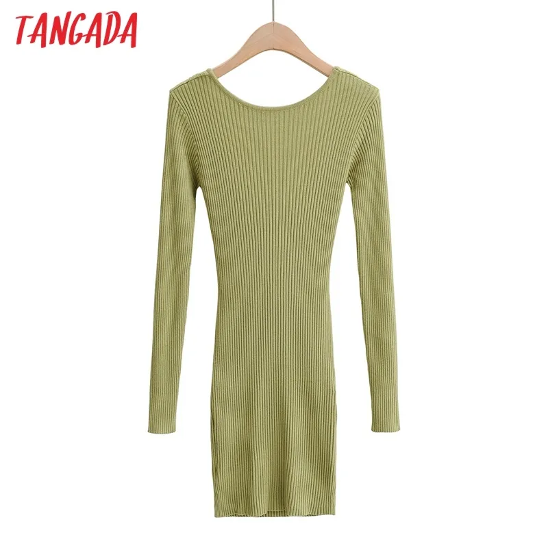 Moda Mujeres Sólido Sexy Recorte Manga larga Damas Slim Mini Vestido Vestidos 4P35 210416