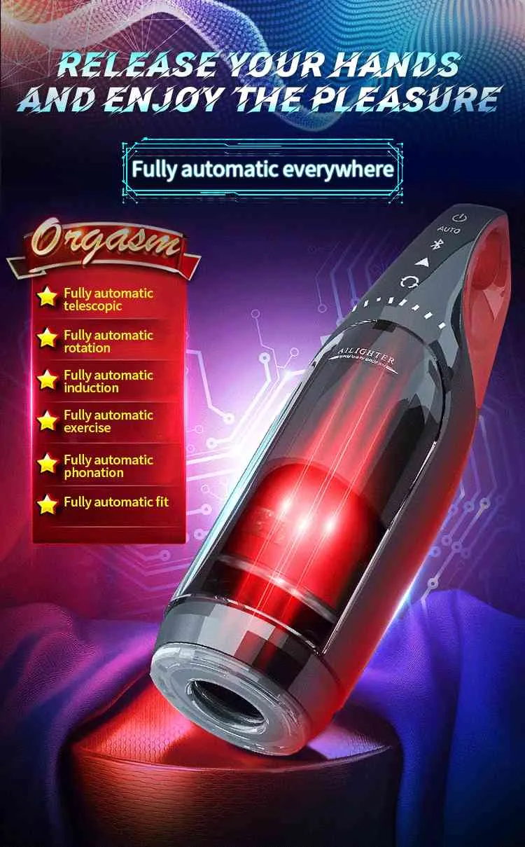 Kocham męską inteligentną zabawkę automatyczne ssanie ogrzewania i teleskopowe obrotowe kubek samolotów elektryczne masturbator seksu zabawki dla mężczyzn8714725