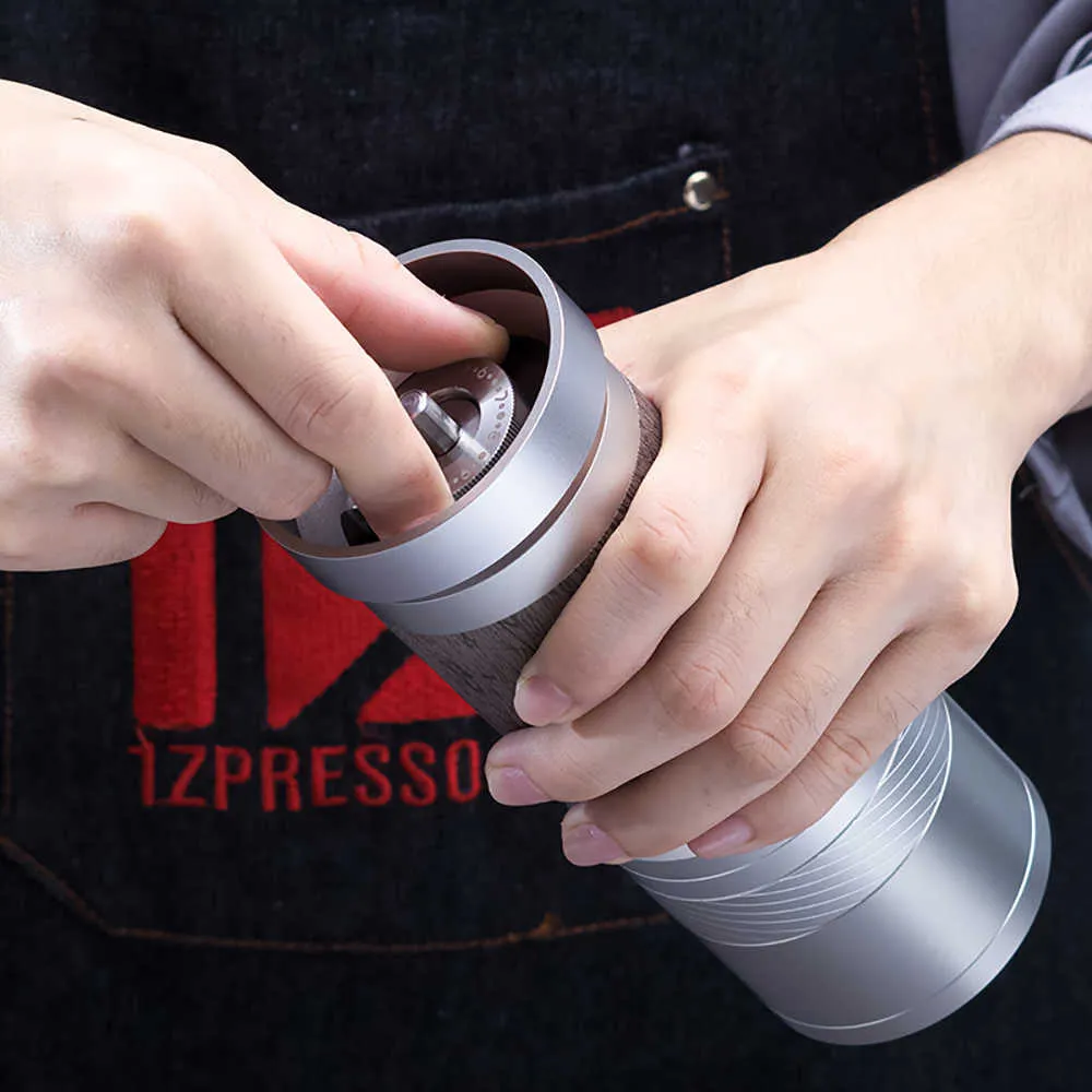 1ZPRESSO Je plus Handmatige Koffiemolen Aluminium Braam Roestvrij Staal Verstelbare Bonenmolen Mini Frezen 35g 210609189W