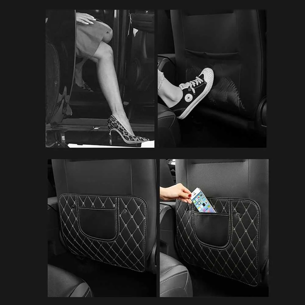 Car Seat Back Anti Kick Pad Protector for Kids Children Anti Dirty Scratch PU Leather Mat Protection Fits Seat with Original Bag