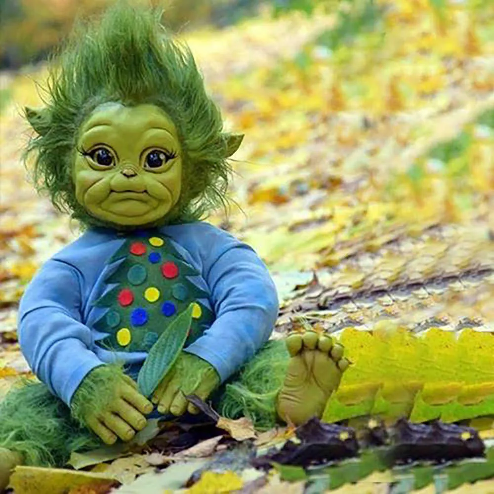 Reborn bebê grinch brinquedo realista dos desenhos animados boneca simulação de natal crianças presentes de halloween recheado psh criança brinquedos dropshippin h13024539