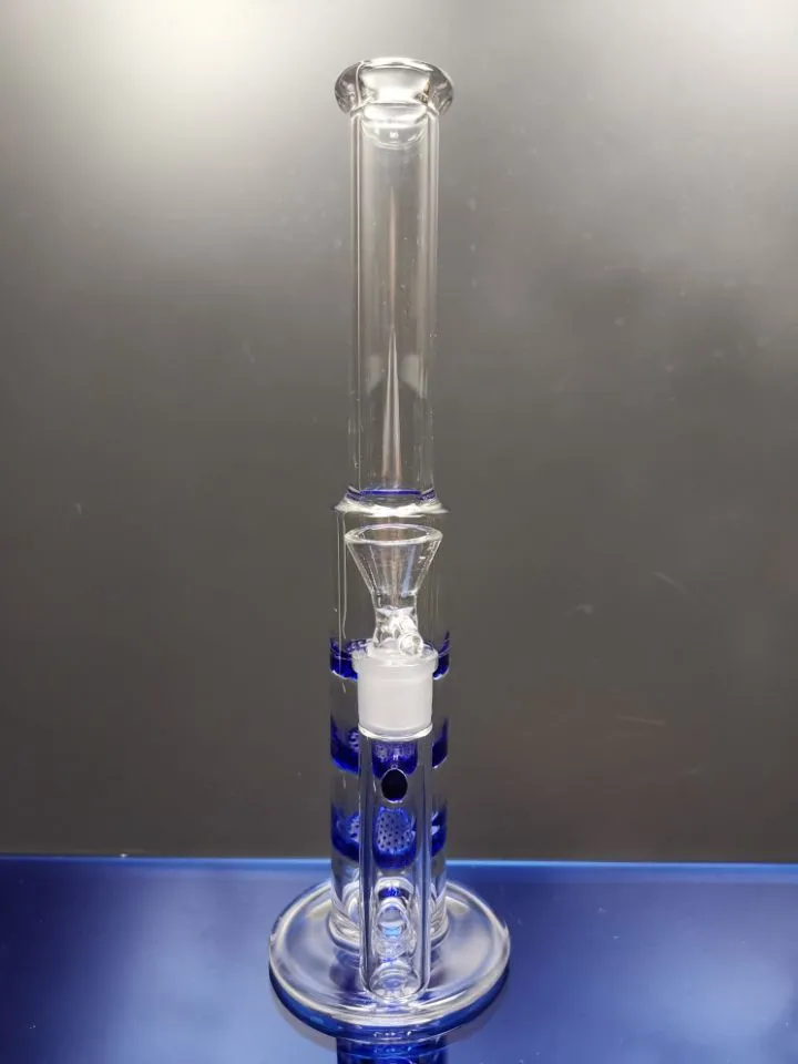 Colorful Straight Tube Glass Bong Triple Layer Comb Perc Hookah Percolator Water Pipes Heady Oil Dab Rig zeusartshop