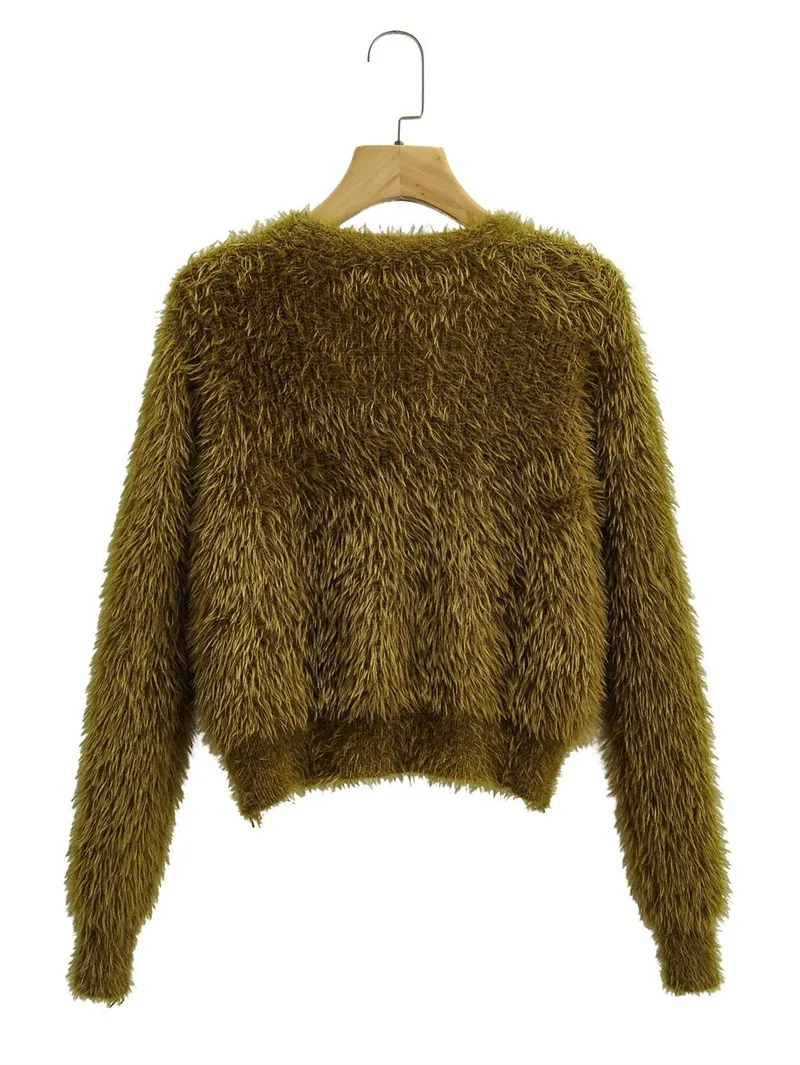 H.SA Корейский стиль свитер кардиориганов v шеи кнопка зеленые шикарные свитера мода кардиганы короткие перемычки женщины 210417