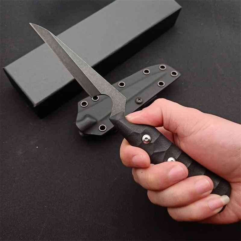 Bladetricks Fratello Cuchillo táctico 1070 Hoja de acero para resortes Mango G10 Cuchillo EDC para acampar al aire libre Herramienta de defensa cuerpo a cuerpo Recoge regalos BM UT