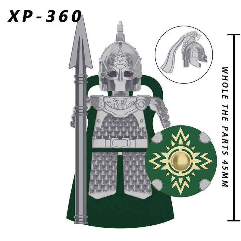 Одноместный продать средневековый рыцарь лорд рохан воин аксессуары оружие оружие броня шлем экран фигуры строительные блоки детские игрушки XP355-362 Y1130