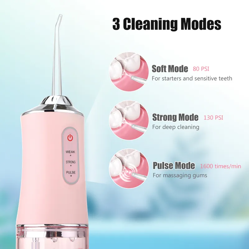 Powerful Dental Water Jet Pick Flosser Mouth Washing Machine Portable Oral Irrigator for Teeth Whitening Cleaning Health 220224