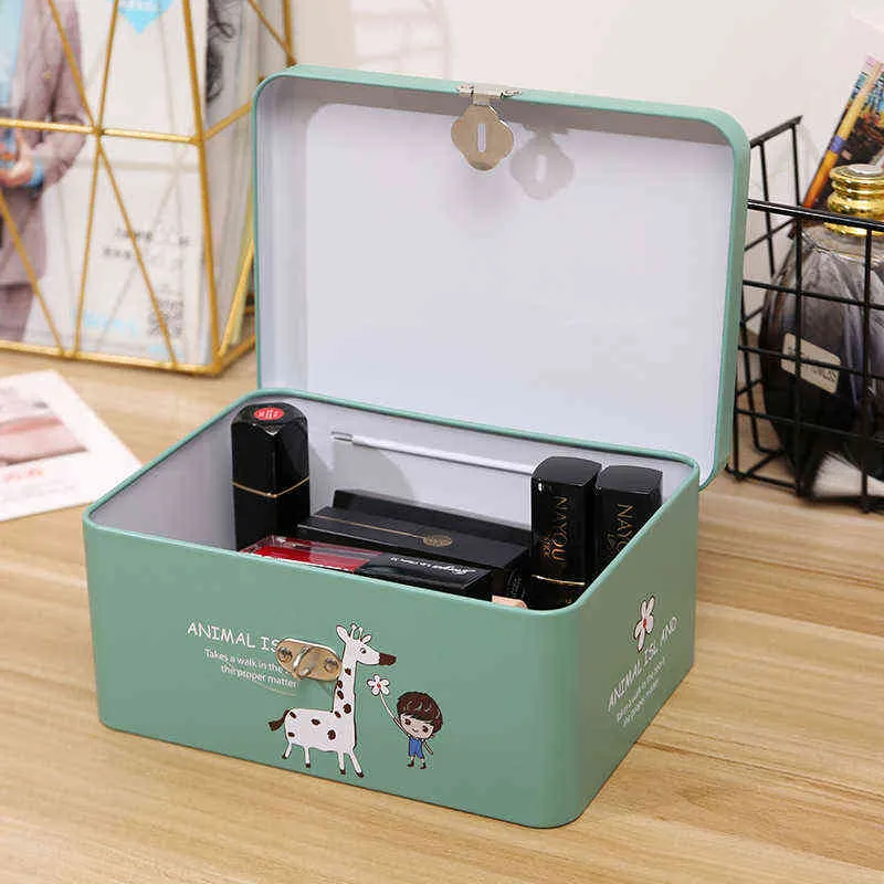Zakka British style jewelry storage box Iron for gift small iron craft for organizer Desket decorations packaging with lock 211112