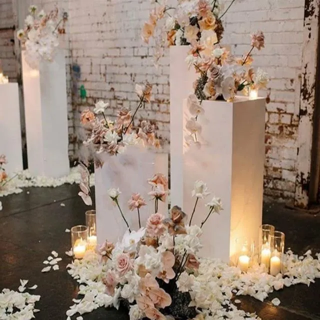 Party Dekoration Whole Mental Wedding Plinth White Clear Acryl Display Stand Round für Veranstaltungen Yudao9312755