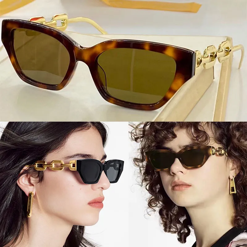 Women cat eye sunglasses woman 22545 butterfly plate frame designer glasses fashion metal chain mirror legs top UV400 protective b314c