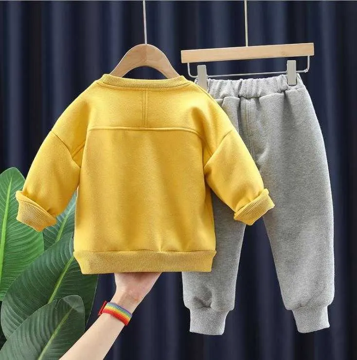 Mode coréenne bébé enfants vêtements ensembles garçons filles dessin animé ours polaire sweats à capuche + pantalons ensemble tenues d'hiver survêtements décontractés G1023