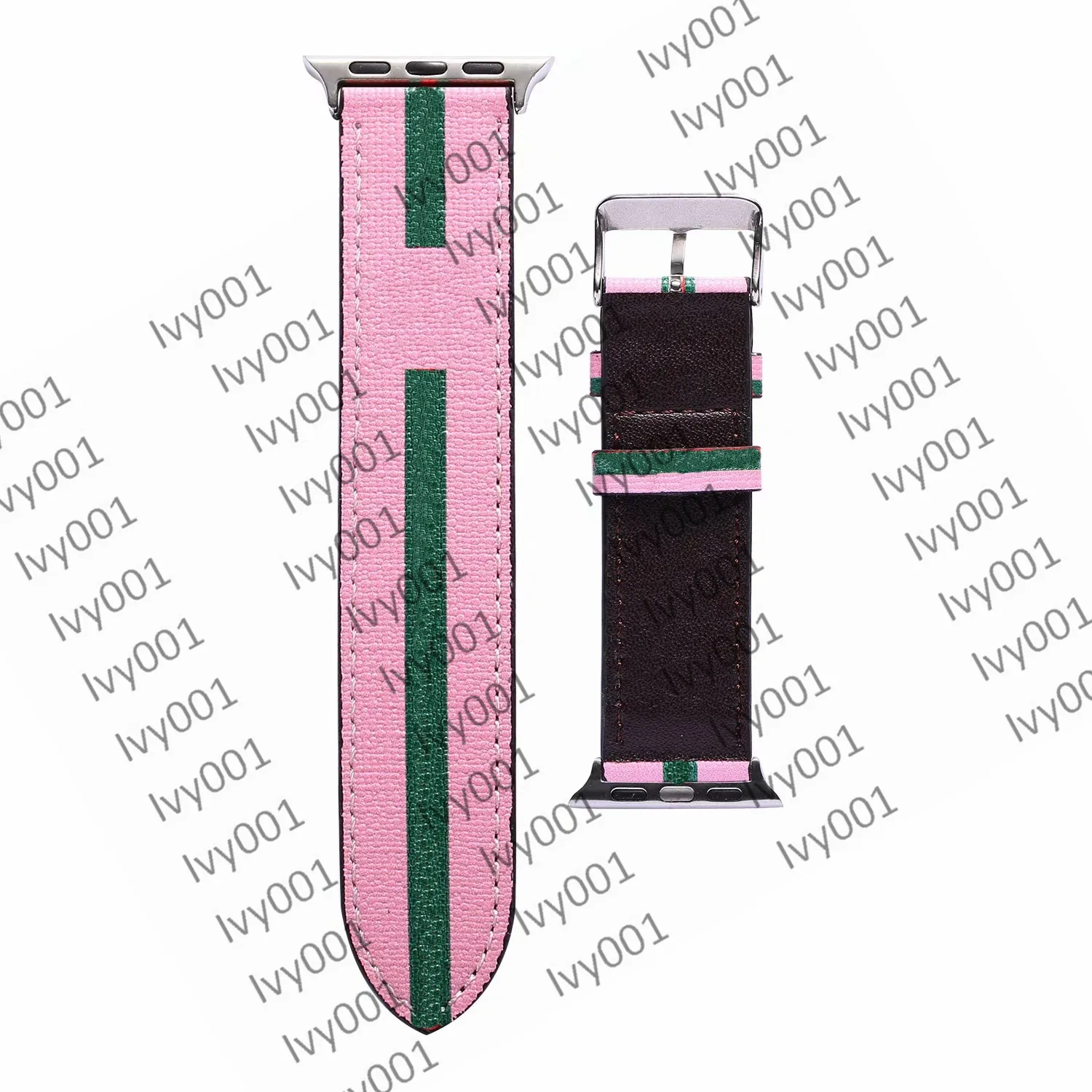 G fashion armband för Apple Watch Band 41 mm 45 mm 42 mm 38 mm 40 mm 44 mm iwatch 1 2 34 5 6 7 band Läderarmband Fashion Stripes ivy001