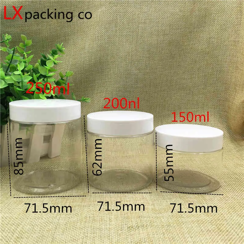 50 ml 80 ml 100ml150ml 200ml 250 ml Clear Plastic Packaging Flessen Lege Spice Container Bruiloft Candy Bank 210331
