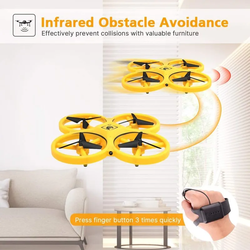 UFO RC Mini Quadcopter Induction Drone Smart Watch Remote Sensing Gesture Aircraft Hand Control Altitude Hold Kids 220216