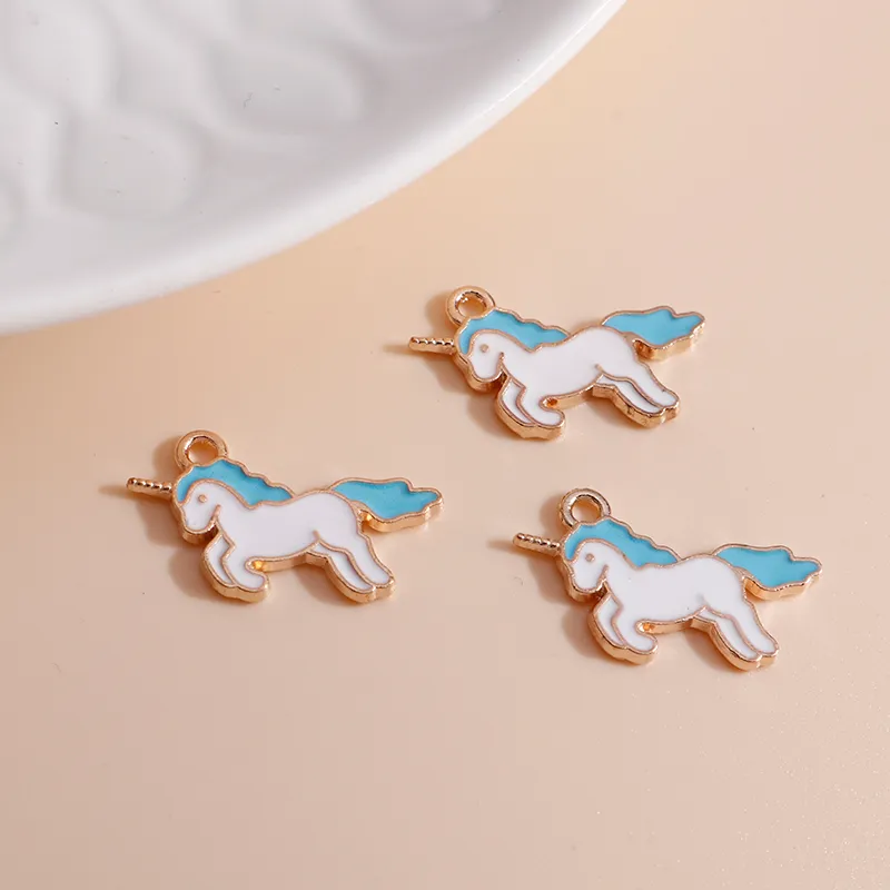 2017mm Enamel Lucky Unicorn Charms for Necklaces Pendants Earrings DIY Colorful Animal Charms Jewelry Accessories Making2892103