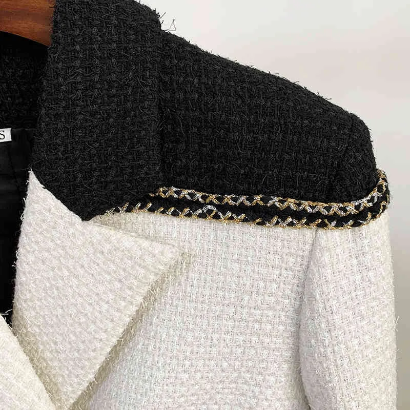 Women Black White Striped Big Size Blazer Lapel Long Sleeve Loose Fit Jacket Fashion Tide Spring Autumn SF673 210421