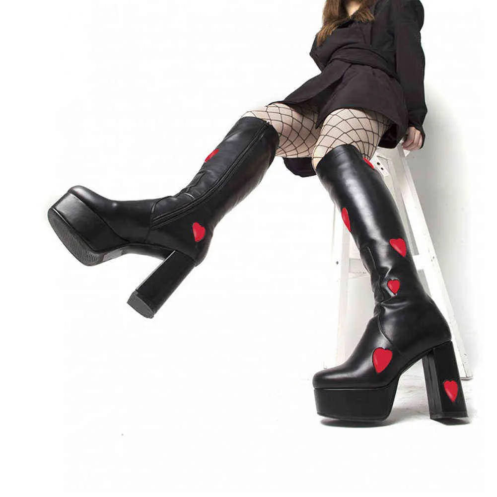Brand New Fashion Large Size 43 Knee High Boots Autumn Winter Cute Sexy Party High Heels Platform Cool Gothic Style Woman Shoes Y0914