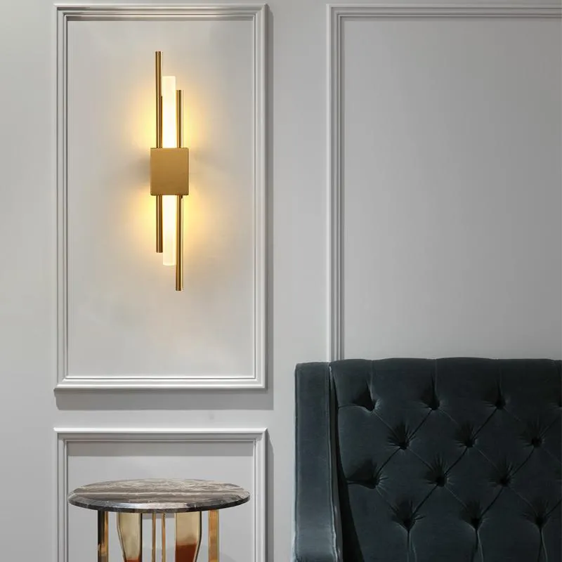 Lâmpadas de parede Modern elegante bronze ouro e preto 50cm tubo LED lâmpada para sala de estar corredor corredor quarto arandelas luminária3071