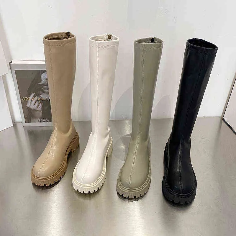Bottes en caoutchouc pour femmes bottes-femmes chaussures femme chaussures d'hiver talons bas chaussons bout rond pluie 2021 mi-mollet automne femmes bottes Y1105