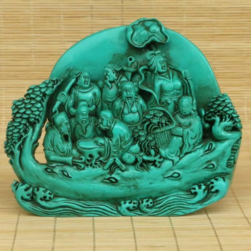 Statue di ornamenti della collezione Seastatue intagliati a mano in turchese naturale cinese che attraversano la collezione Seastatue per la decorazione