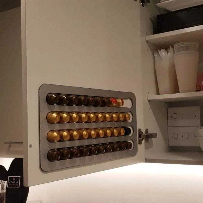 Staffa in alluminio capsule Nespresso a parete, porta cialde, accessori caffè, organizzazione