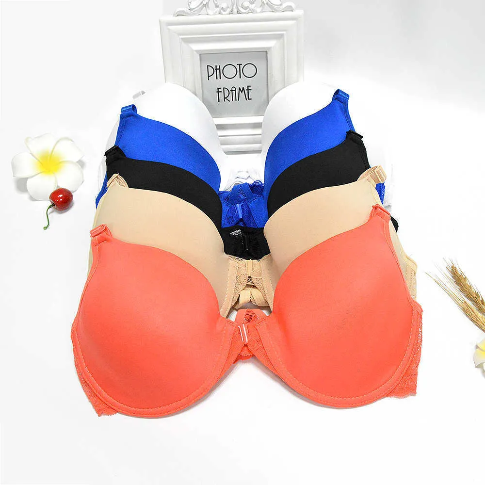 YANDW Sexy Frauen BH Frontverschluss Sexy Spitze Y-Linie Träger Plus Size Big Cup Unterwäsche Dessous 32 34 36 38 40 42 44 A B C D DD 210623