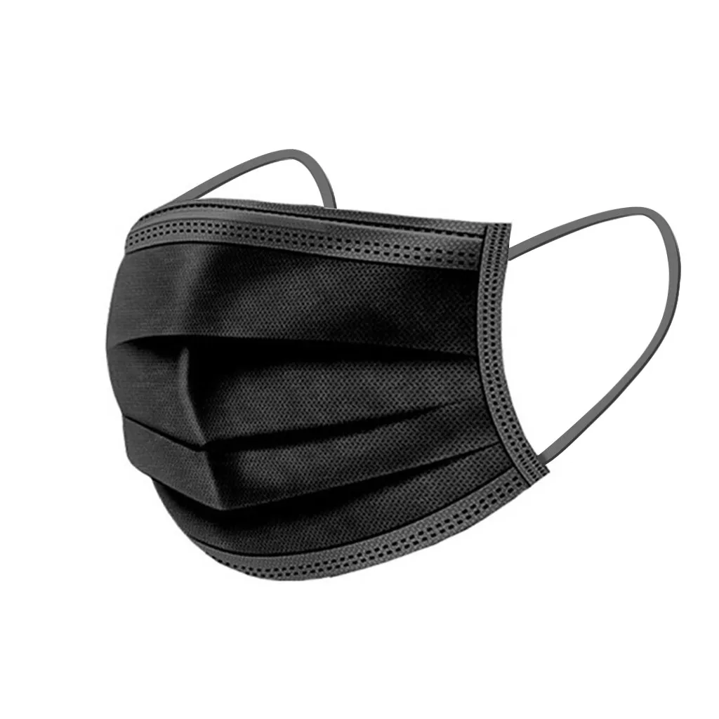 Black Disposable Face Masks 3-Layer Protection Sanitary Outdoor Mask with Earloop Mouth