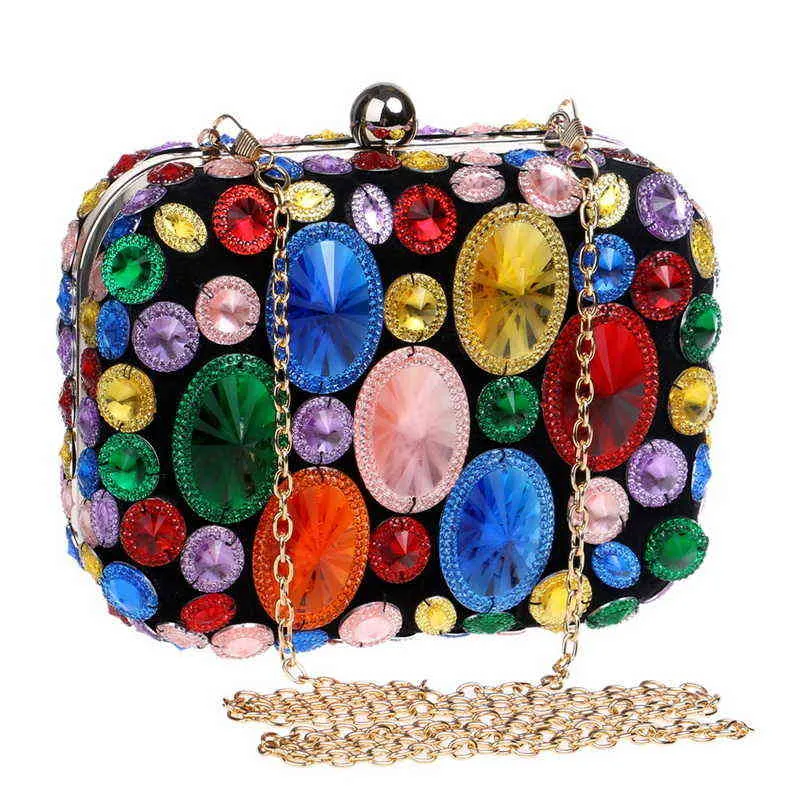 Evening Bags Women Day Clutch with Beading Acrylic Evening Bags for Wedding Bridal Handbags Diamonds Purse Holder 220314