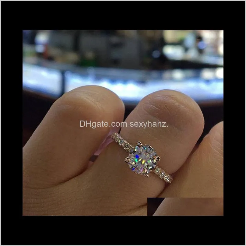 womens designer ring romantic zircon shining rings round stone wedding bridal fashion jewelry engagement rings for women