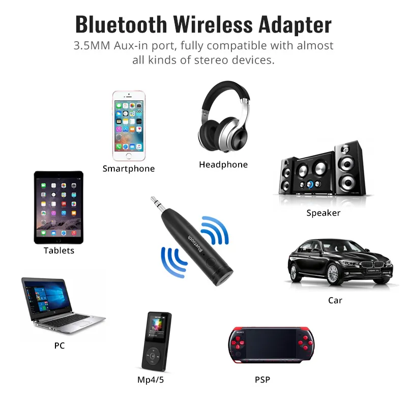 USB-гаджеты-приемник 35 мм Aux Bluetooth-адаптер 50 Аудио передатчик для наушников Динамик Музыкальный автомобильный комплект Беспроводной ключ3211079
