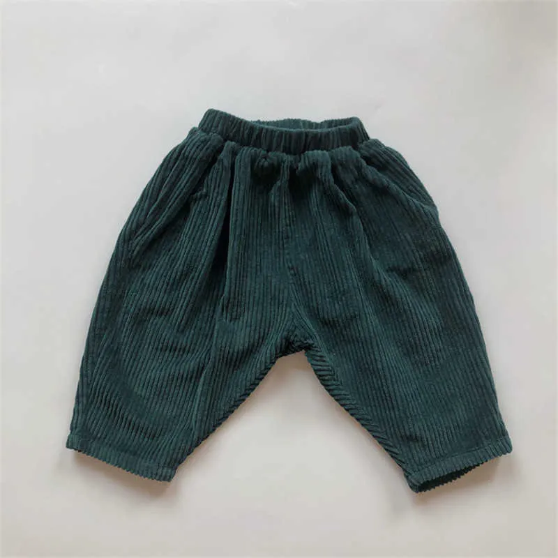 Pantalones casuales de pana para niños otoño invierno niños pequeños pantalones gruesos niños y niñas cálido harem 1-6Y 210615